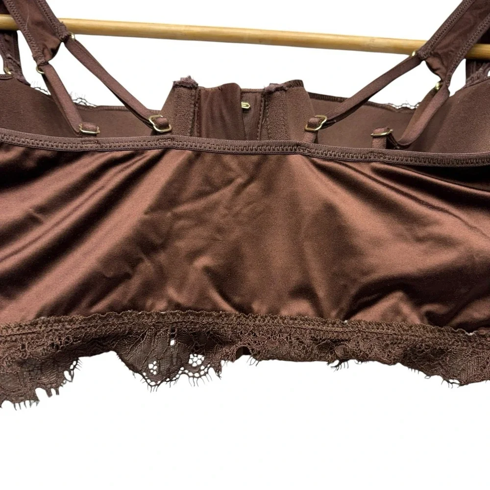 Aerie Womens Corset Balconette Bra 34B Brown Lace Underwire